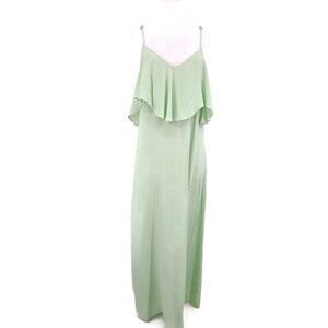 New Flynn Skye Dreamy Maxi Dress Womens L Solid Mint Rayon Off Shoulder